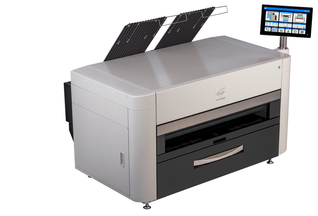 KIP 750C | 2 Roll Color Print System (8D BW / 6D Color) with Top Stacking and Optional Rear Stacking