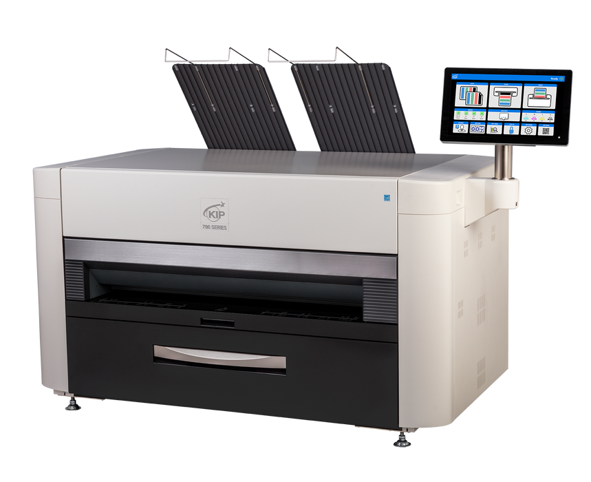 KIP 755C | 2 Roll Color Print System (12 BW/10 Color PPM) with Top Stacking & Optional Rear Stacking