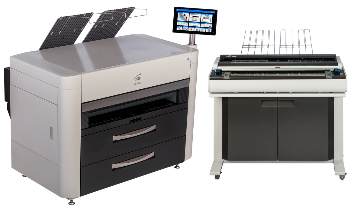 KIP 790C | 4 Roll Color MFP System with 2300 Scanner and stand (8D BW / 6D Color) with Top Stacking and Optional Rear Stacking