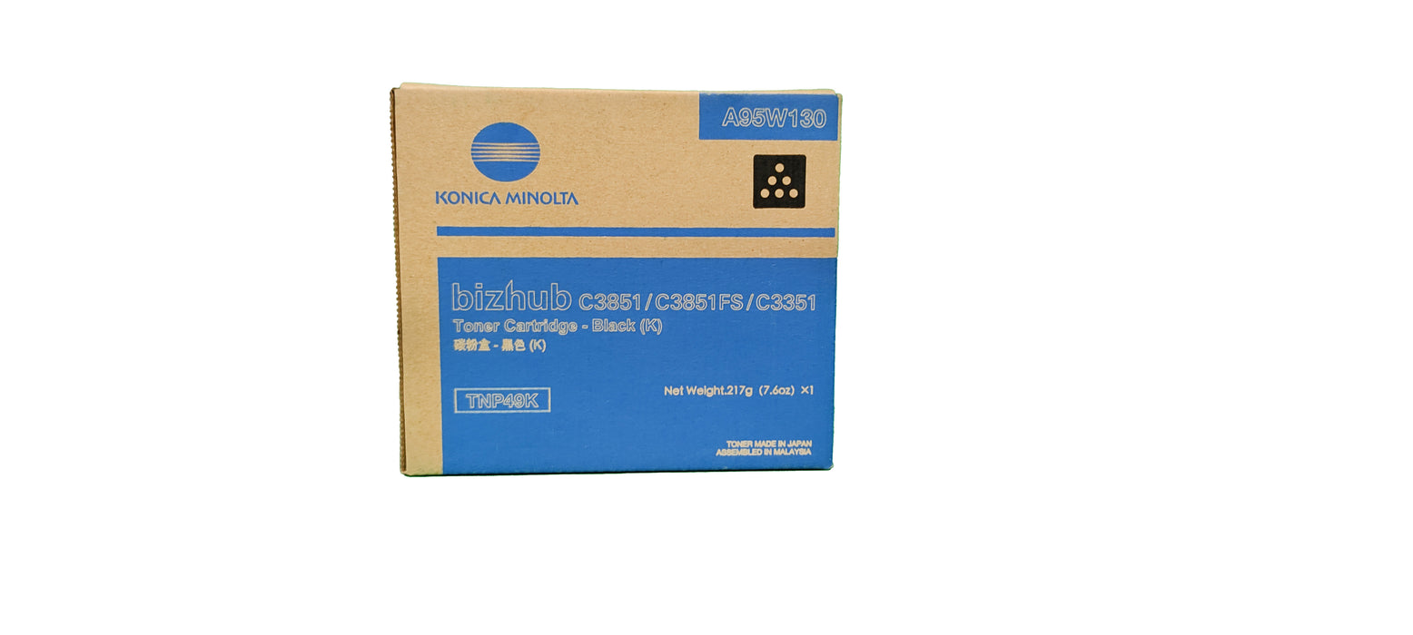 Genuine Konica Minolta Black Toner Cartridge | A95W130 | TNP-49K | Bizhub C3851, C3851FS, C3351