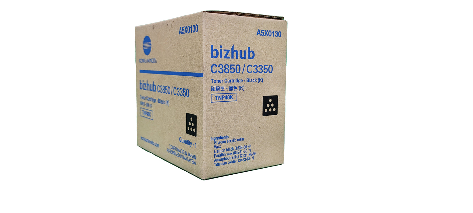 Genuine Konica Minolta Black Toner Cartridge | A5X0130 | TNP-48K | Bizhub C3350, C3850