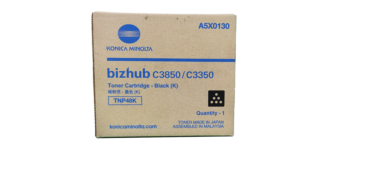 Genuine Konica Minolta Black Toner Cartridge | A5X0130 | TNP-48K | Bizhub C3350, C3850