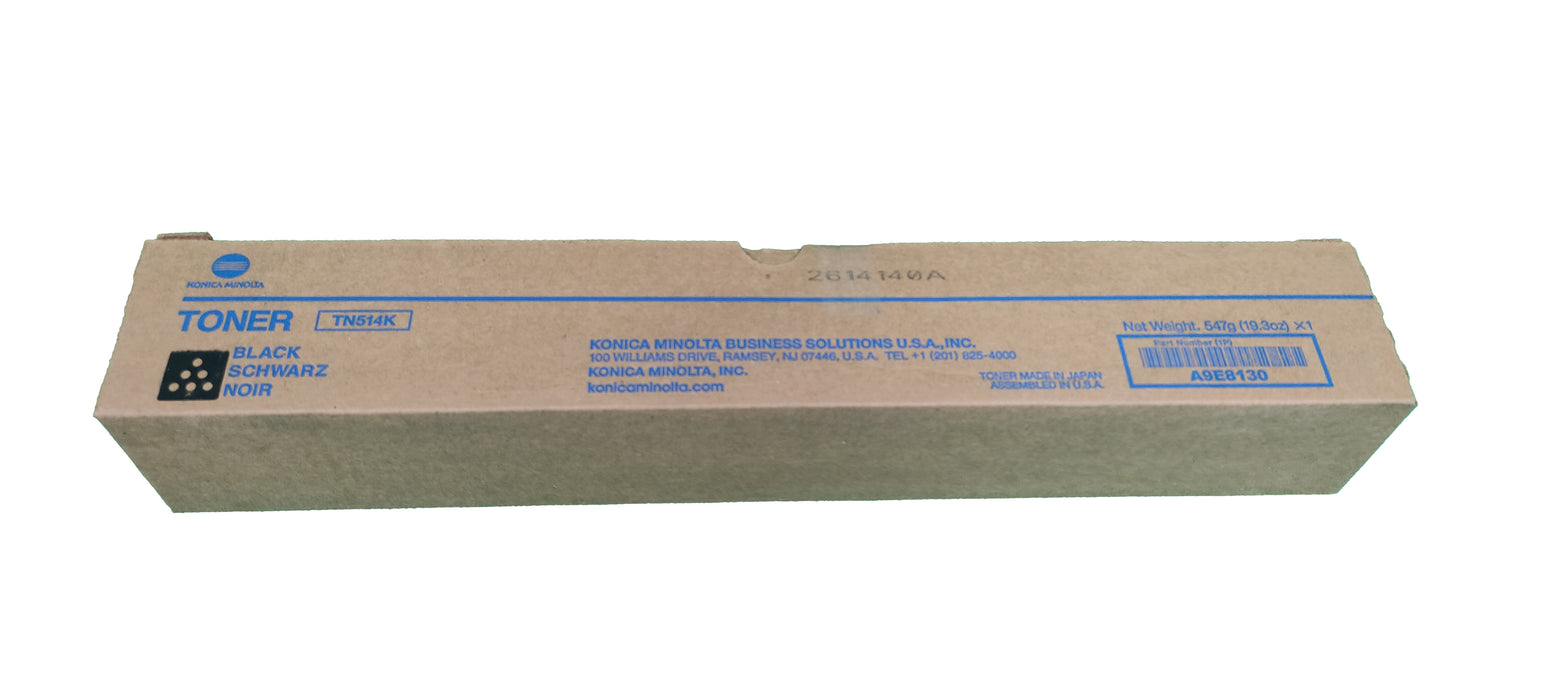 Genuine Konica Minolta Black Toner Cartridge |  A9E8130 | TN-514K | Bizhub C458, C558, C658