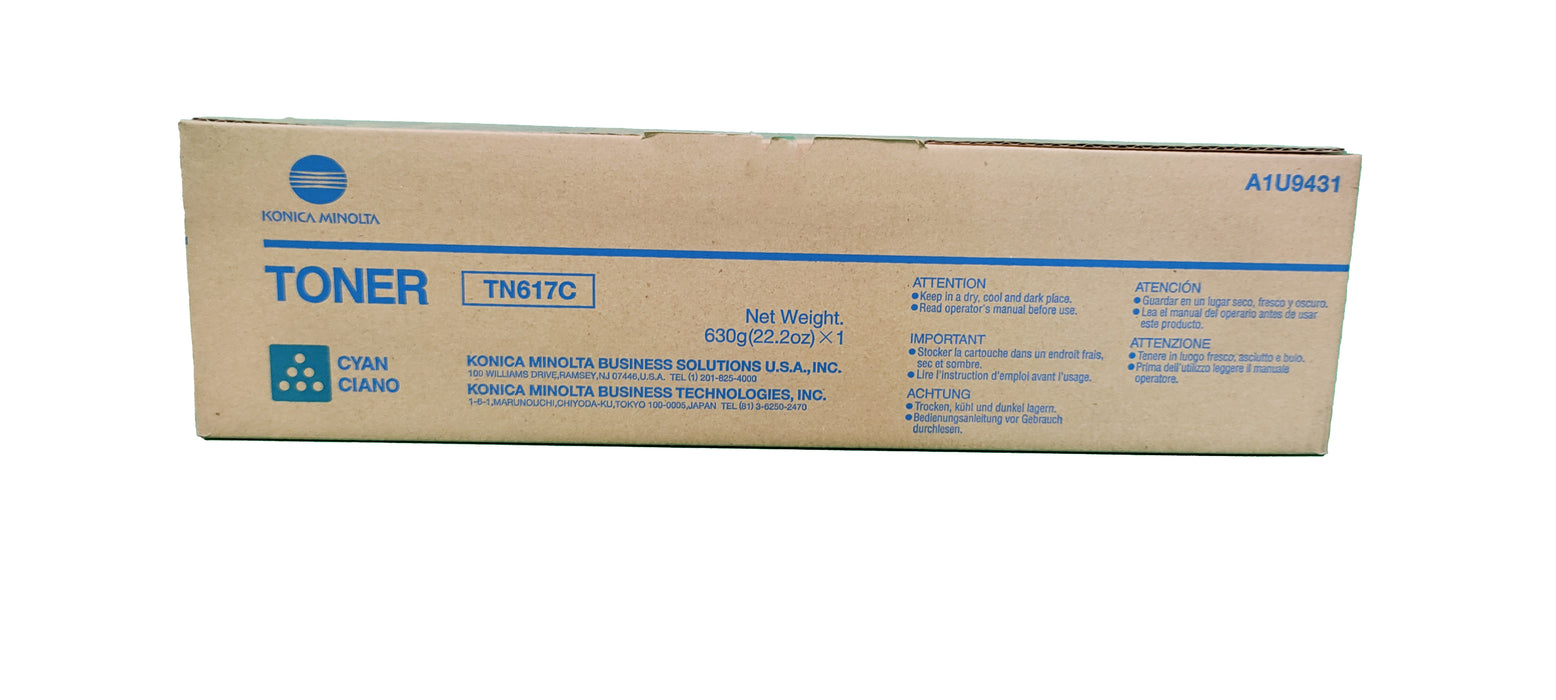 Genuine Konica Minolta Cyan Toner Cartridge | A1U9431 | TN-617C | Bizhub Pro C70HC