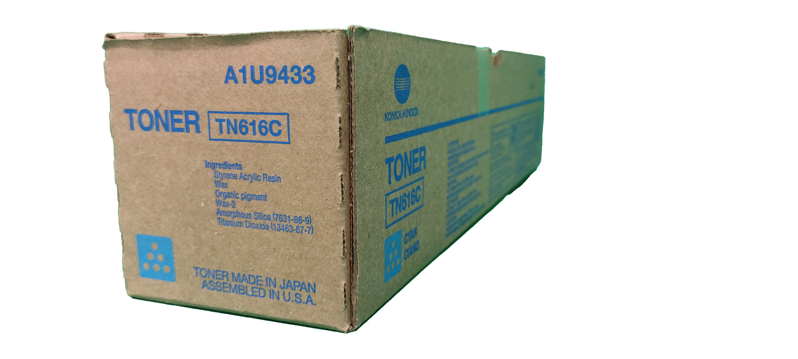 Genuine Konica Minolta Cyan Toner Cartridge |  A1U9433 | TN-616C | Bizhub PRESS C6000, C7000