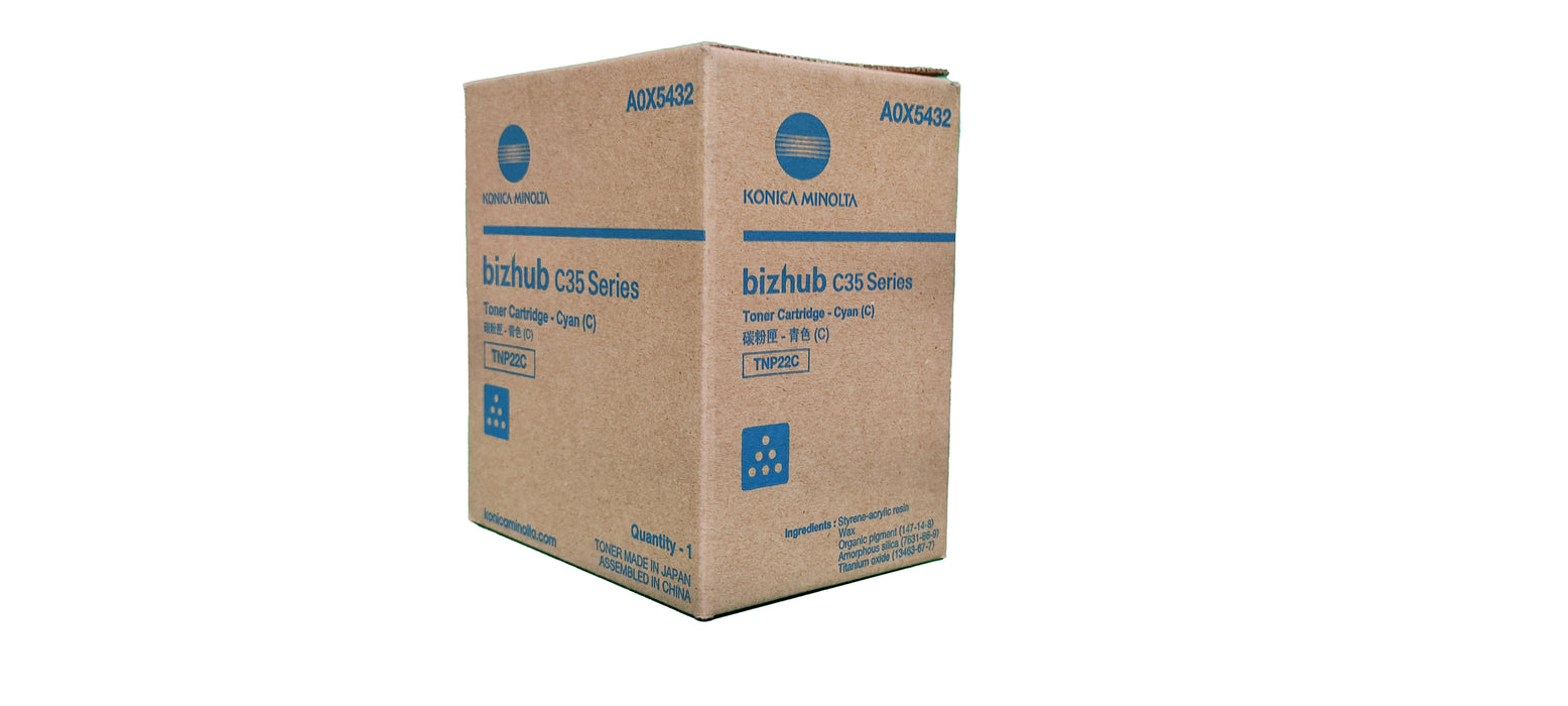 Genuine Konica Minolta Cyan Toner Cartridge | A0X5432 | TNP-22C | Bizhub C35 Series