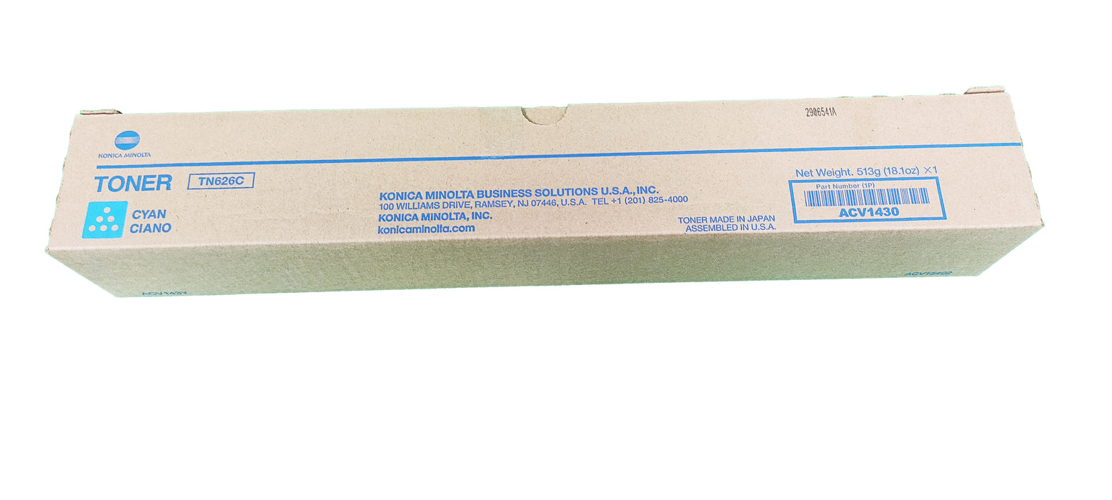 Genuine Konica Minolta Cyan Toner Cartridge |  ACV1430 | TN-626C | Bizhub C450i, C550i, C650i