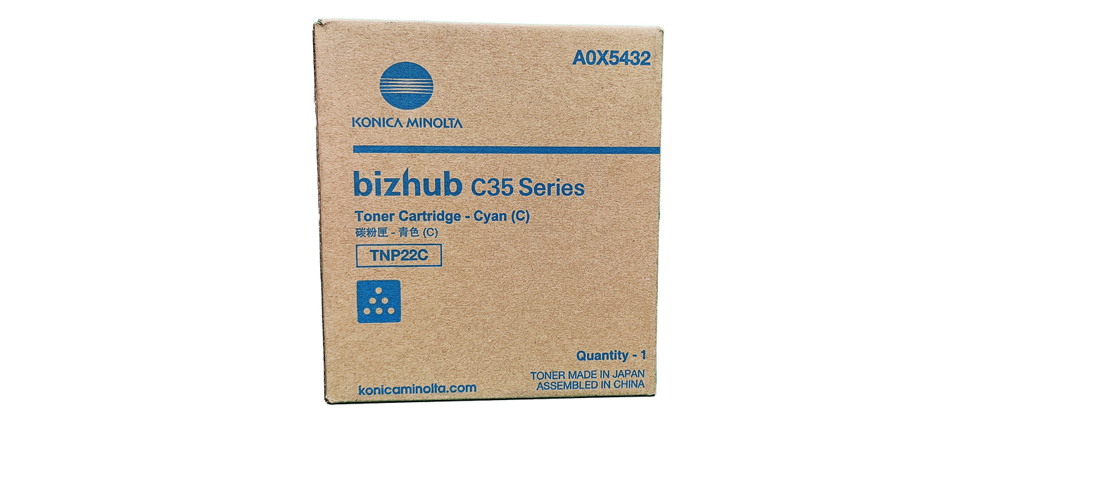 Genuine Konica Minolta Cyan Toner Cartridge | A0X5432 | TNP-22C | Bizhub C35 Series