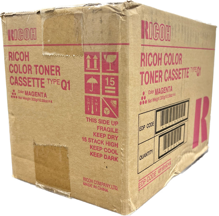 Genuine Ricoh Magenta Toner Cassette (Quantity 4) | 411914 | Type Q1