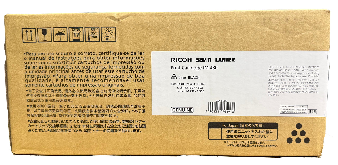 Genuine Ricoh Black Toner Cartridge | 419078 | IM 430