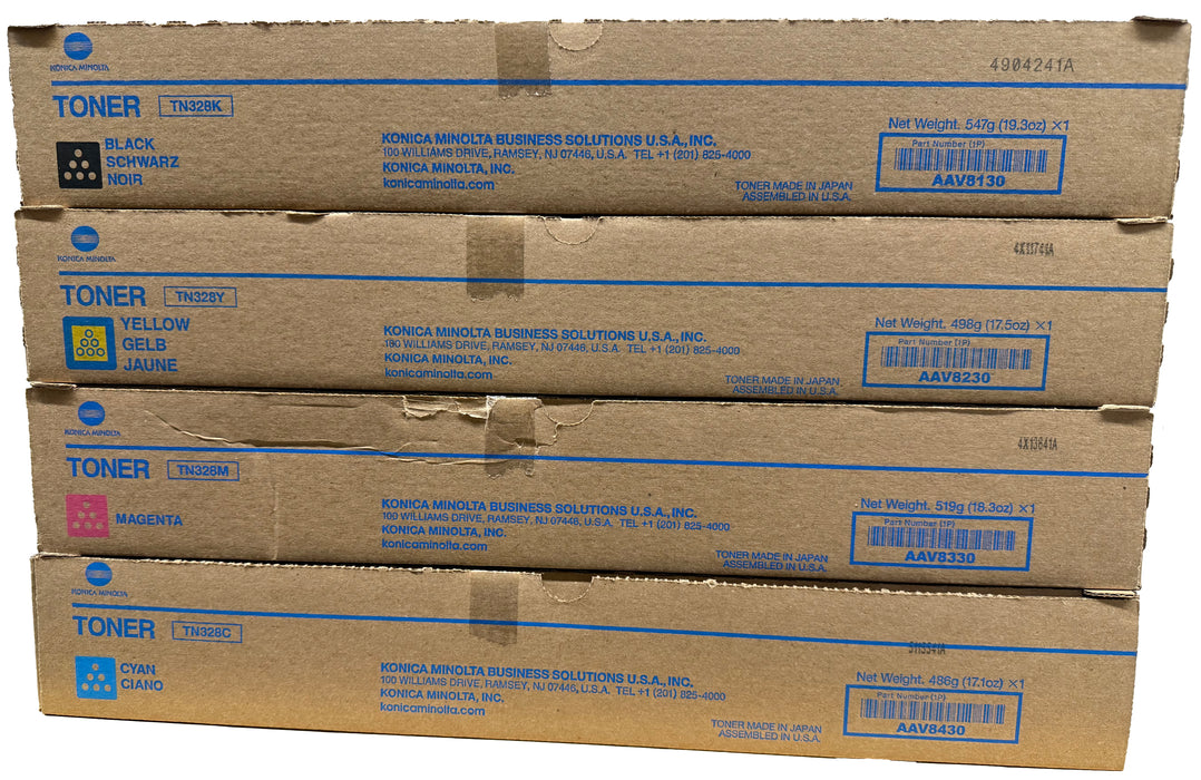 Genuine Konica Minolta TN-328 Set | CMYK | AAV8130, AAV8230, AAV8330, AAV8430