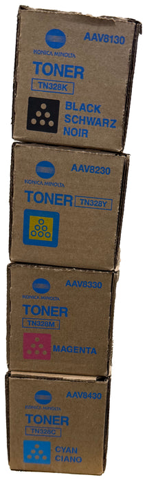 Genuine Konica Minolta TN-328 Set | CMYK | AAV8130, AAV8230, AAV8330, AAV8430