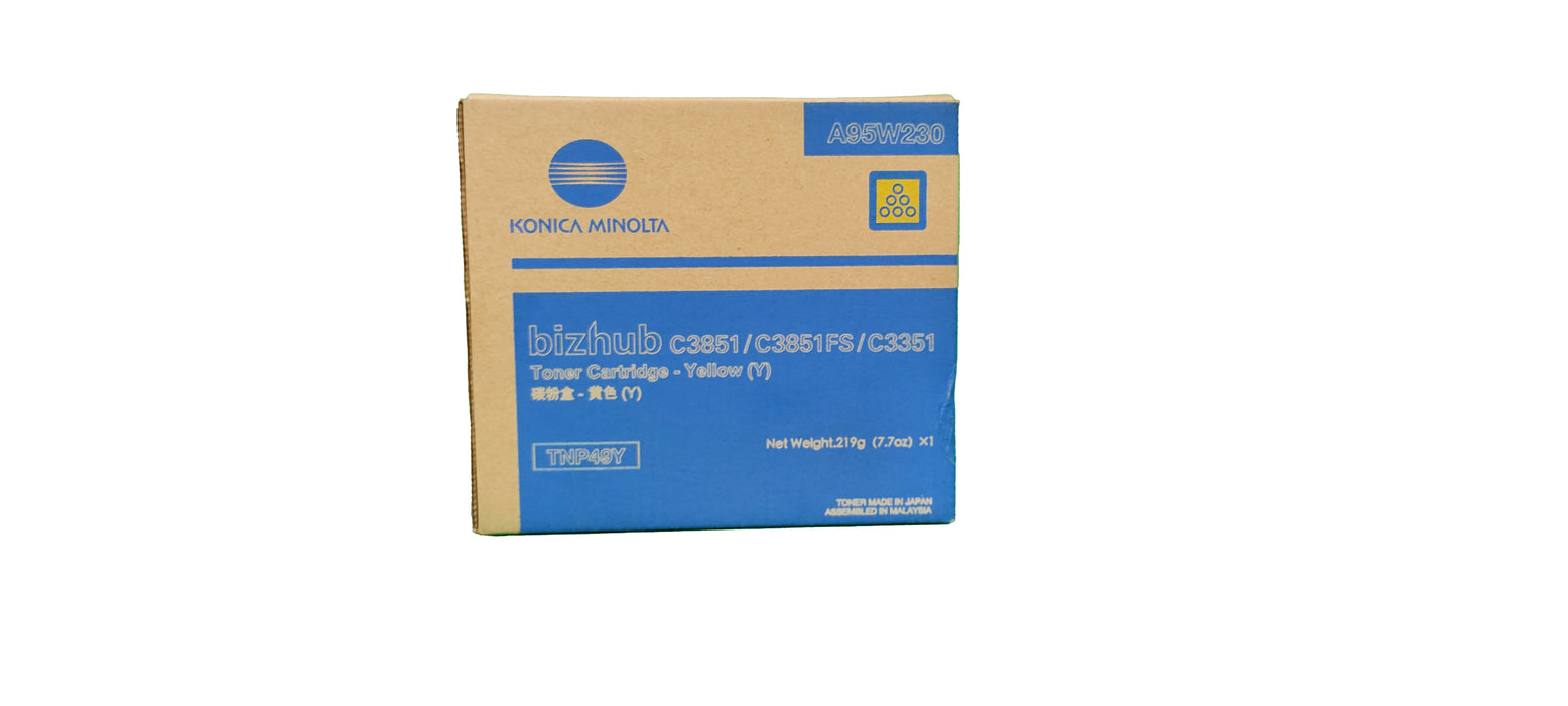 Genuine Konica Minolta Yellow Toner Cartridge | A95W230 | TNP-49Y | Bizhub C3851, C3851FS, C3351