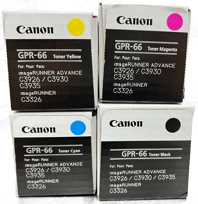 Genuine Canon GPR 66 Set | CMYK | GPR66K, GPR66M, GPR66C, GPR66Y | For C3926, C3930, C3935, C3326